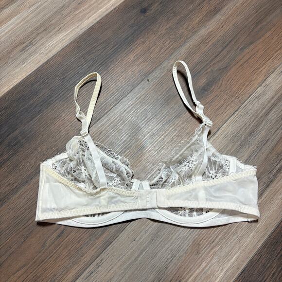 & Other Stories 34D Lace Underwired Bra White Cream Poppy Sheer Adjustable Strap - Picture 3 of 9
